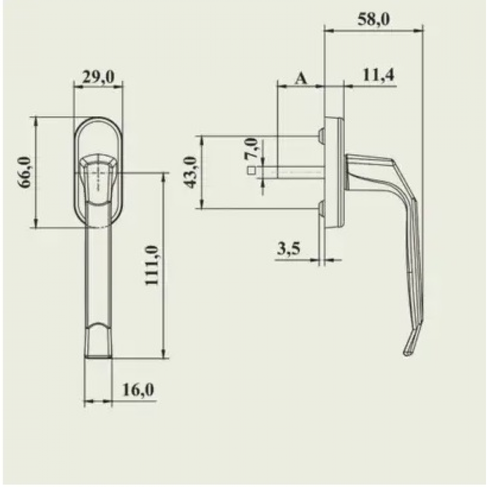 Ручка віконна "Argentina" 37мм біла Ral 9016 ASTEX.